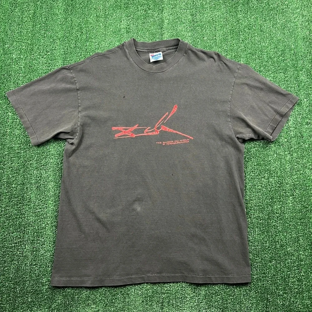 Vintage Salvador Dali Museum Signature St Pete T-Shirt Men's L Faded Black 90s - Picture 3 of 9